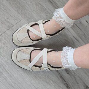 vintage Champion | Y2K tan cream suede sporty balletcore Mary Jane shoes WMS 7.5